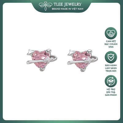 Khuyên tai bạc nữ TLEE tiểu hành tinh trái tim hồng mix ngôi sao bốn cánh TLEE JEWELRY B0550