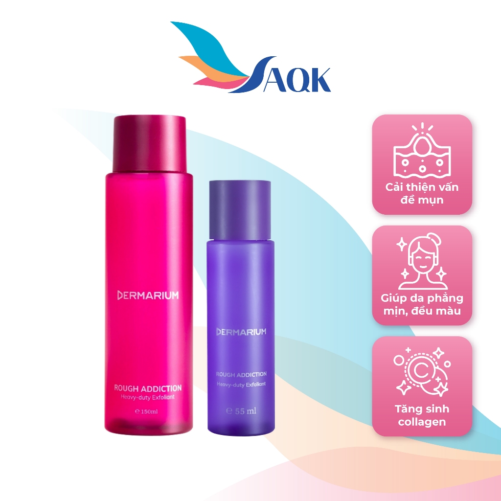 Tẩy tế bào chết Dermarium Rough Addiction 8% Glycolic + Lactic Acid (55ml/150ml) - Giúp loại bỏ tế b
