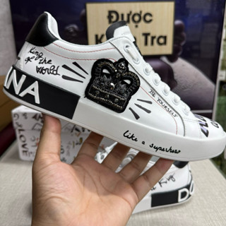 ( Giày nam nữ loại 1 )Giày Thể Thao Nam Mũ Vương Miện Đen Điểm Nhấn Gót Da Chữ Chữ KING Hàng QC Full