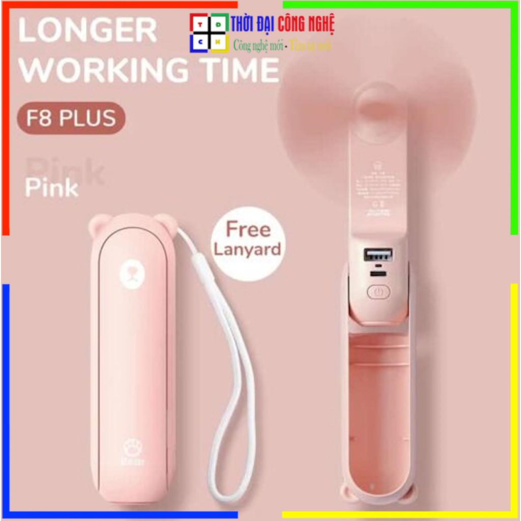 Quạt Cầm Tay Mini JISULIFE F8X  hay F8 Plus Có 3 tốc độ gió khác nhau đến 3200 RPM. Bảo hành 12 thán