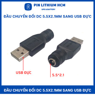 Đầu chuyển đổi DC 5.5x2.1mm sang USB ĐỰC, USB CÁI