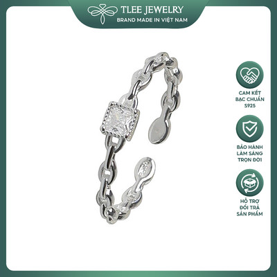 Nhẫn bạc nữ TLEE vuông thân mắt xích nối basic TLEE JEWELRY A0281