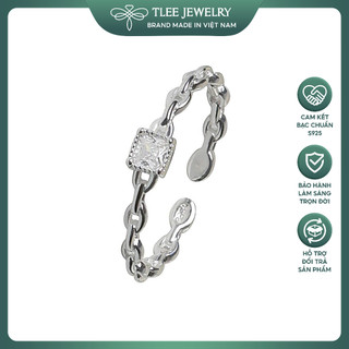  Nhẫn bạc nữ TLEE vuông thân mắt xích nối basic TLEE JEWELRY A0281 