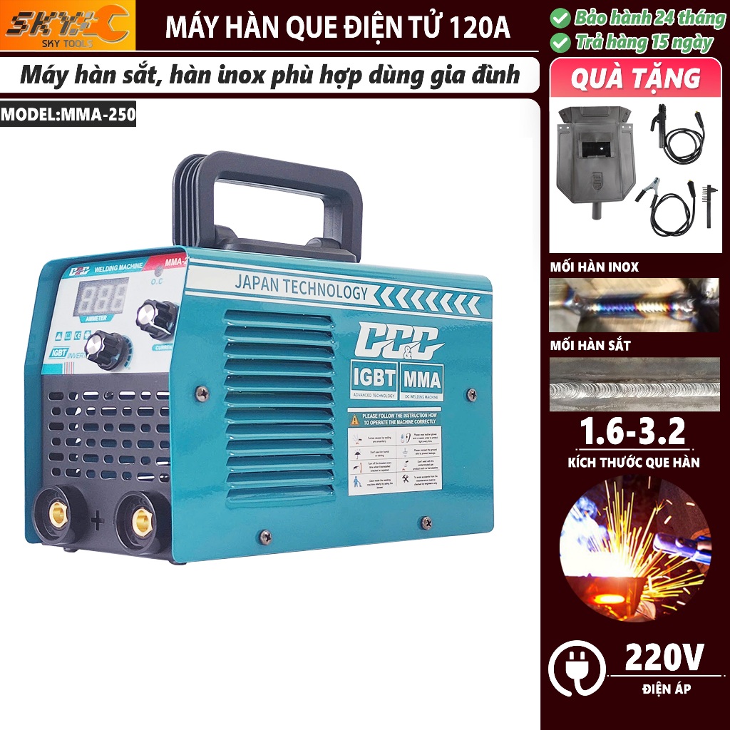 [SIÊU RẺ] Máy hàn mini chính hãng GGG MMA250, hàn kéo que 1.6-2.5, máy hàn que, máy hàn hồ quang