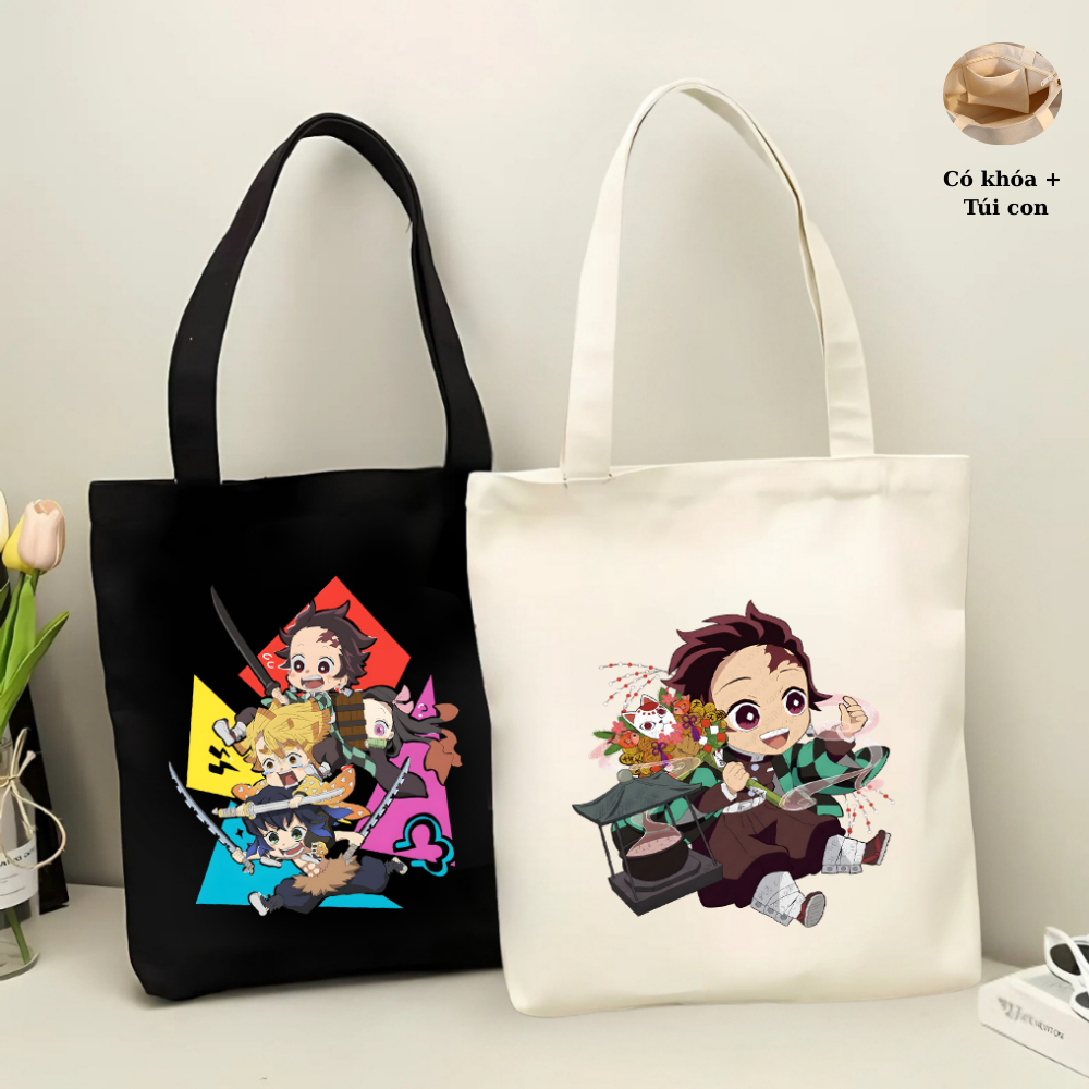 Túi vải Muichirou Zenitsu Nezuko Anime Demon Slayer School Bag Túi vải học sinh Totk9570