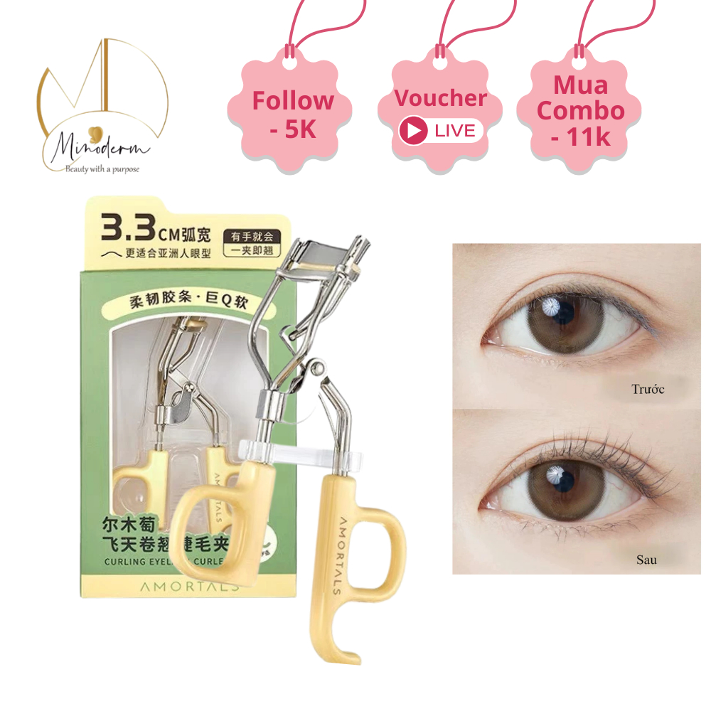 Bấm Mi AMORTALS Dụng Cụ Uốn Cong Lông Mi , Giữ Nếp Lâu Dài, đầu đệm siêu mềm