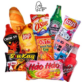  Gối in 3D ngộ nghĩnh cho bé gấu bông bim bim snack mì gói gấu bông 3D độc lạ làm quà tặng 