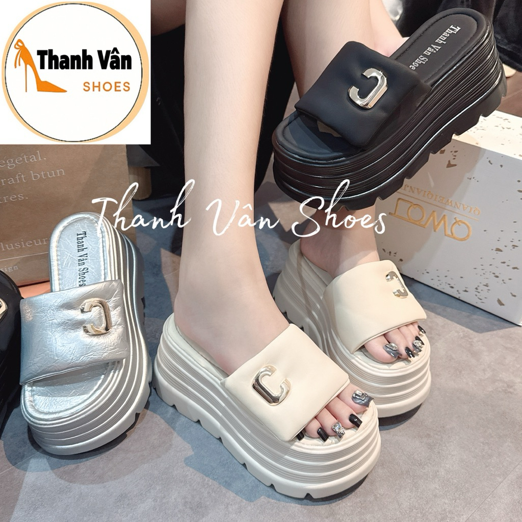 Dép bánh mì bản ngang quai chữ cao 9 phân nhẹ tôn dáng (D0354)