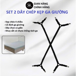 Set 2 dây kẹp ga giường cố định 4 góc, kẹp drap 2 dây chéo 8 kẹp chống xê dịch và giữ phẳng