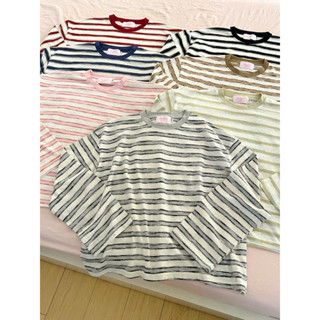 BUDDIES | Áo thun tay dài sọc nhiều màu form boxy