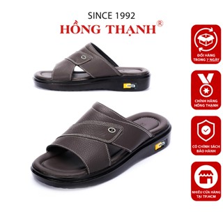  Dép Nam Da Thật HỒNG THẠNH Dép Trung Niên Quai Ngang Da Bò Đế PU Nhẹ Êm - 3254 