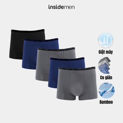 [Combo 5] Quần Lót Nam Boxer Bamboo Insidemen kháng khuẩn thấm hút giặt máy màu ngẫu nhiên IBX008EDP05