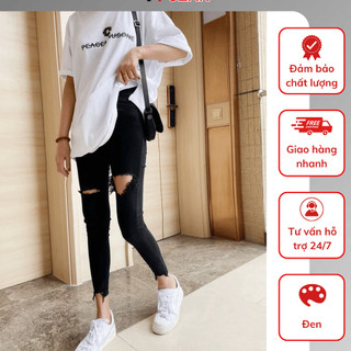  Quần Jean Nữ Lưng Cao Skinny Ôm Dáng Co Giãn Quần Bò Nữ Rách Gối Rách Đùi To Thời Trang AMILY JEAN 