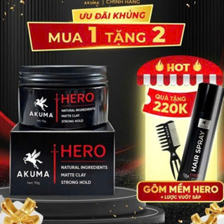  Sáp Vuốt Tóc Nam Akuma Hero 95g Giữ Nếp Lâu Tự Nhiên + Tặng Gôm Xịt Tóc & Lược ST8 
