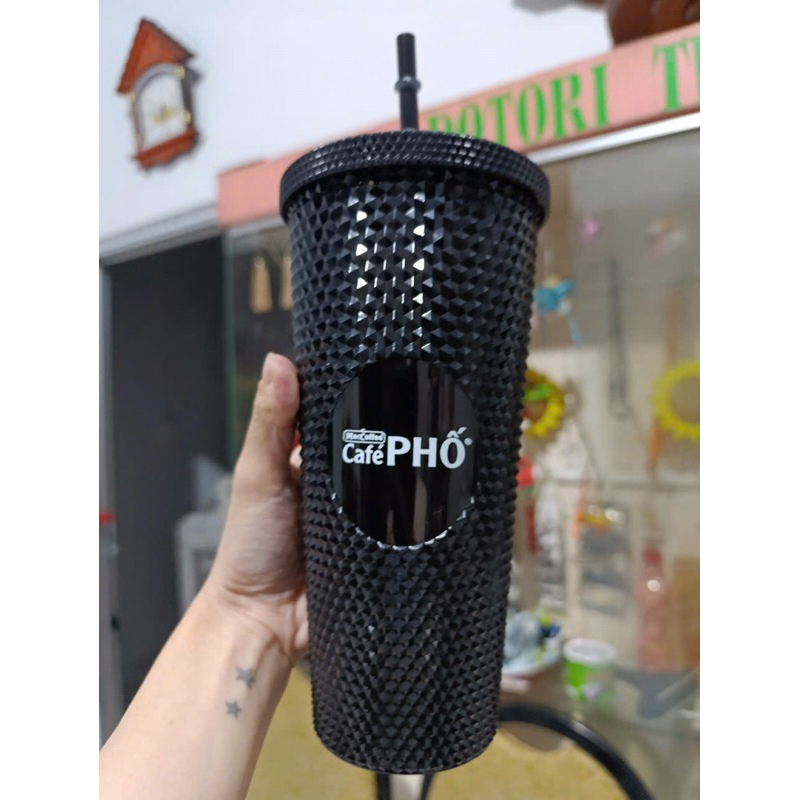 Ly kim cương đen nhựa 2 lớp cao cấp 700ml