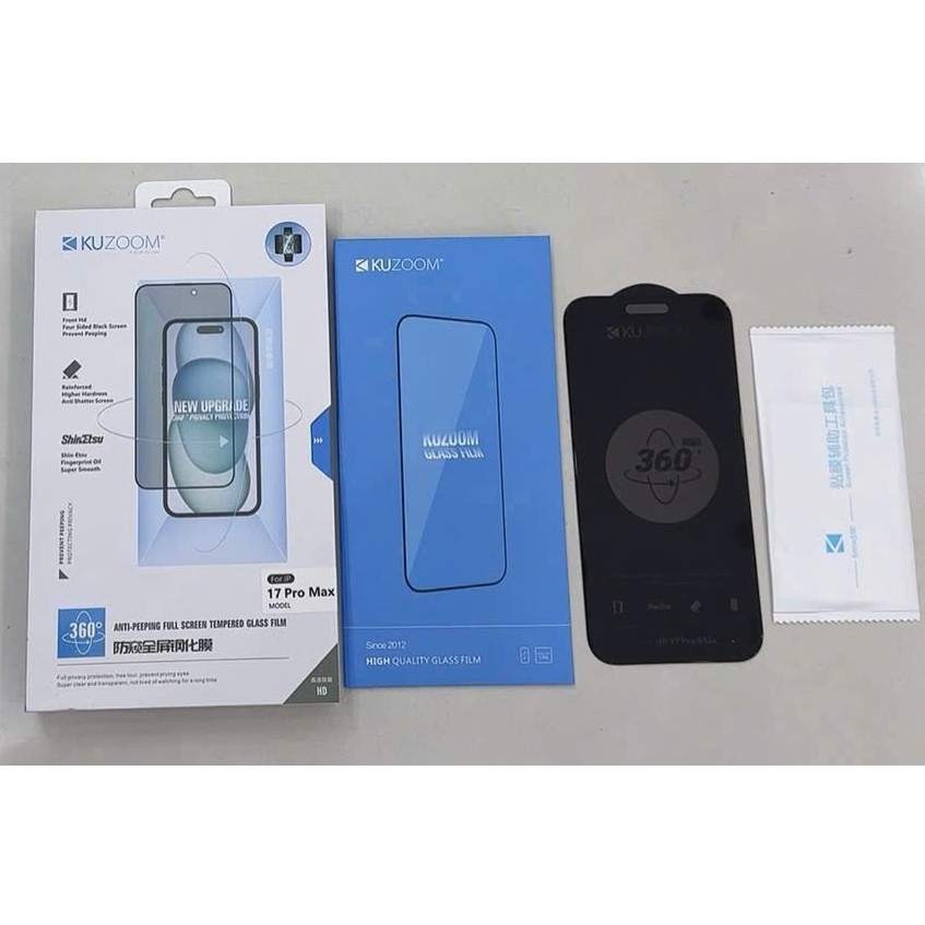 Cường Lực Chống Nhìn Trộm 360 Độ Kuzoom Cao Cấp Cho iPhone 17 ProMax