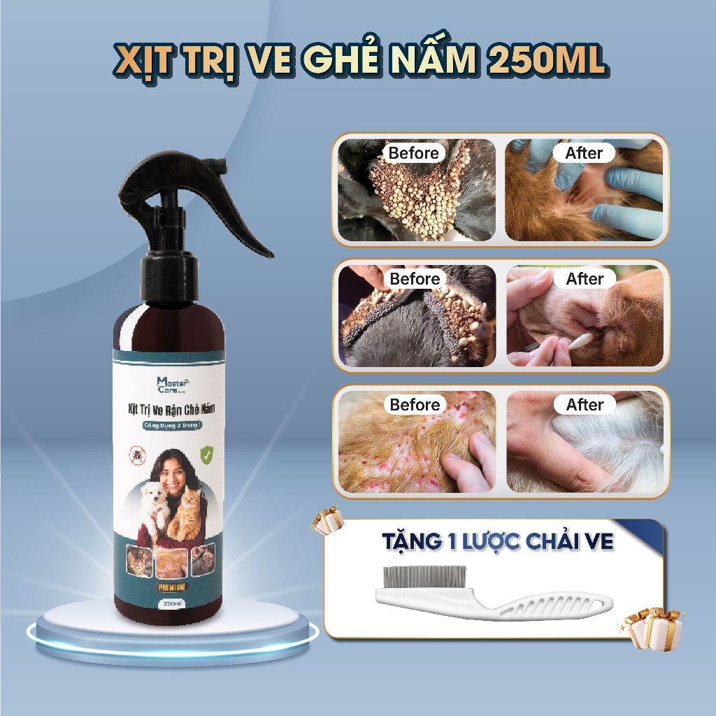 Xịt Ve Rận Cấp Tốc Premium– Diệt Sạch Ve Rận Bọ Chét, An Toàn Cho Thú Cưng và Chủ MasterCare For Pet