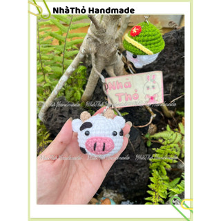 [ handmade ] Móc khóa len con bò, bò sữa