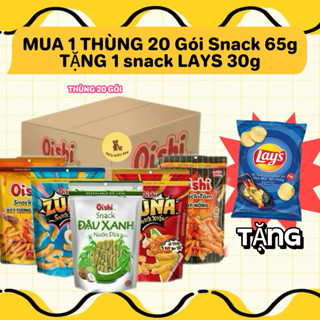 THÙNG 20 gói Snack bim bim Oishi TÚI ZIP 65g các vị [TẶNG 1 snack LAYS 30g KHI MUA 1 THÙNG]