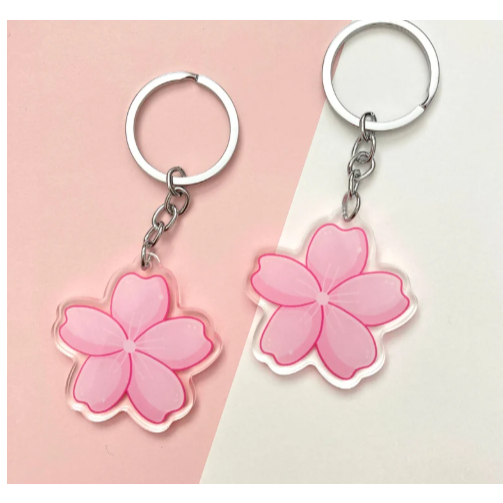 Sakura Cherry Blossom Cute Pink Acrylic Charm Keychain | Acrylic Keychain | Cherry Blossom Flower | 