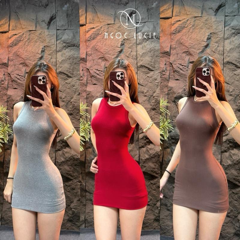 D1058 - Đầm Body Ngắn Sát Nách Cổ Tròn Có Dây Kéo Vải Bozip Basic, Tôn Dáng - Ngọc Lucie | BigBuy360 - bigbuy360.vn