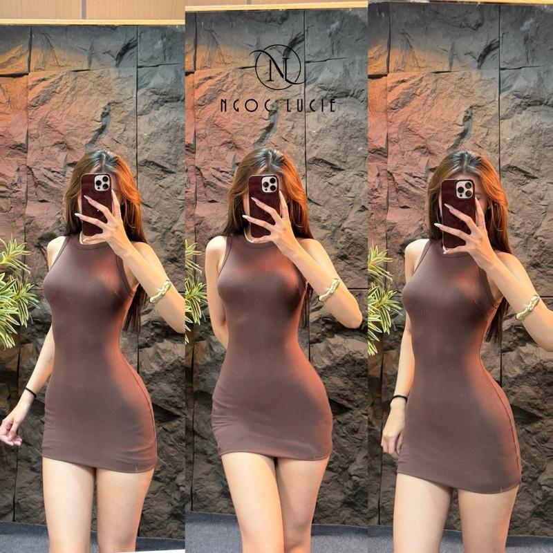 D1058 - Đầm Body Ngắn Sát Nách Cổ Tròn Có Dây Kéo Vải Bozip Basic, Tôn Dáng - Ngọc Lucie | BigBuy360 - bigbuy360.vn