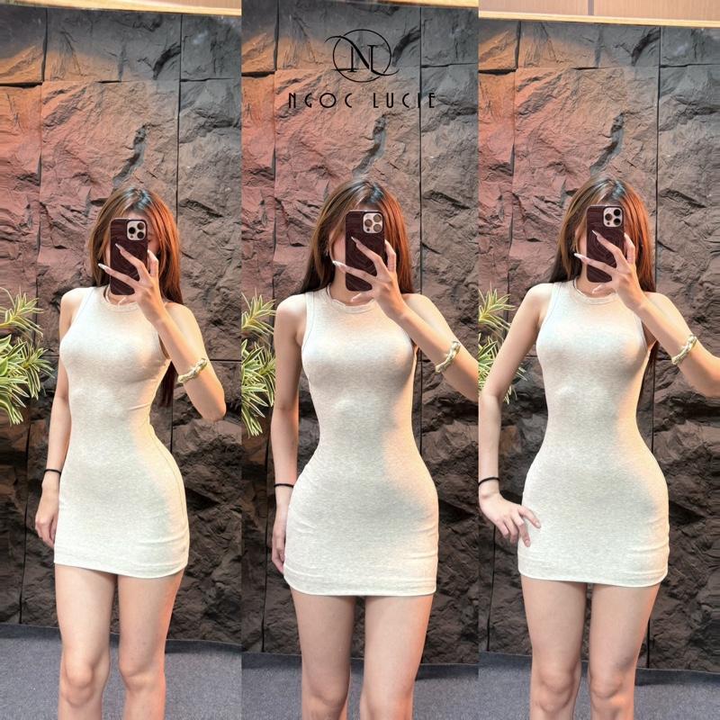 D1058 - Đầm Body Ngắn Sát Nách Cổ Tròn Có Dây Kéo Vải Bozip Basic, Tôn Dáng - Ngọc Lucie | BigBuy360 - bigbuy360.vn