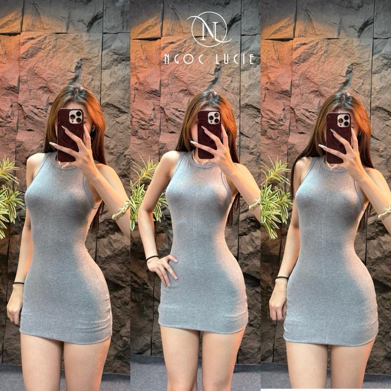 D1058 - Đầm Body Ngắn Sát Nách Cổ Tròn Có Dây Kéo Vải Bozip Basic, Tôn Dáng - Ngọc Lucie | BigBuy360 - bigbuy360.vn