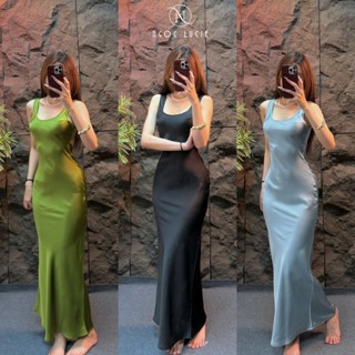 H10 - Đầm Lụa Tô Châu Đuôi Cá 2 Dây Bảng To Đơn Giản, Sang Trọng, Quý Phái,... Ngọc Lucie