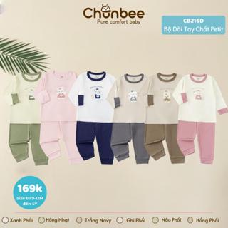 Bộ dài tay Chunbee cho bé trai bé gái chất petit mềm mát mặc điều hoà thu đông CB195D