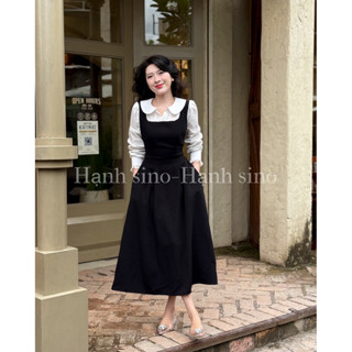  Hạnh sino.97 Váy thiết kế liền tay sơmi trắng dáng xoè a 