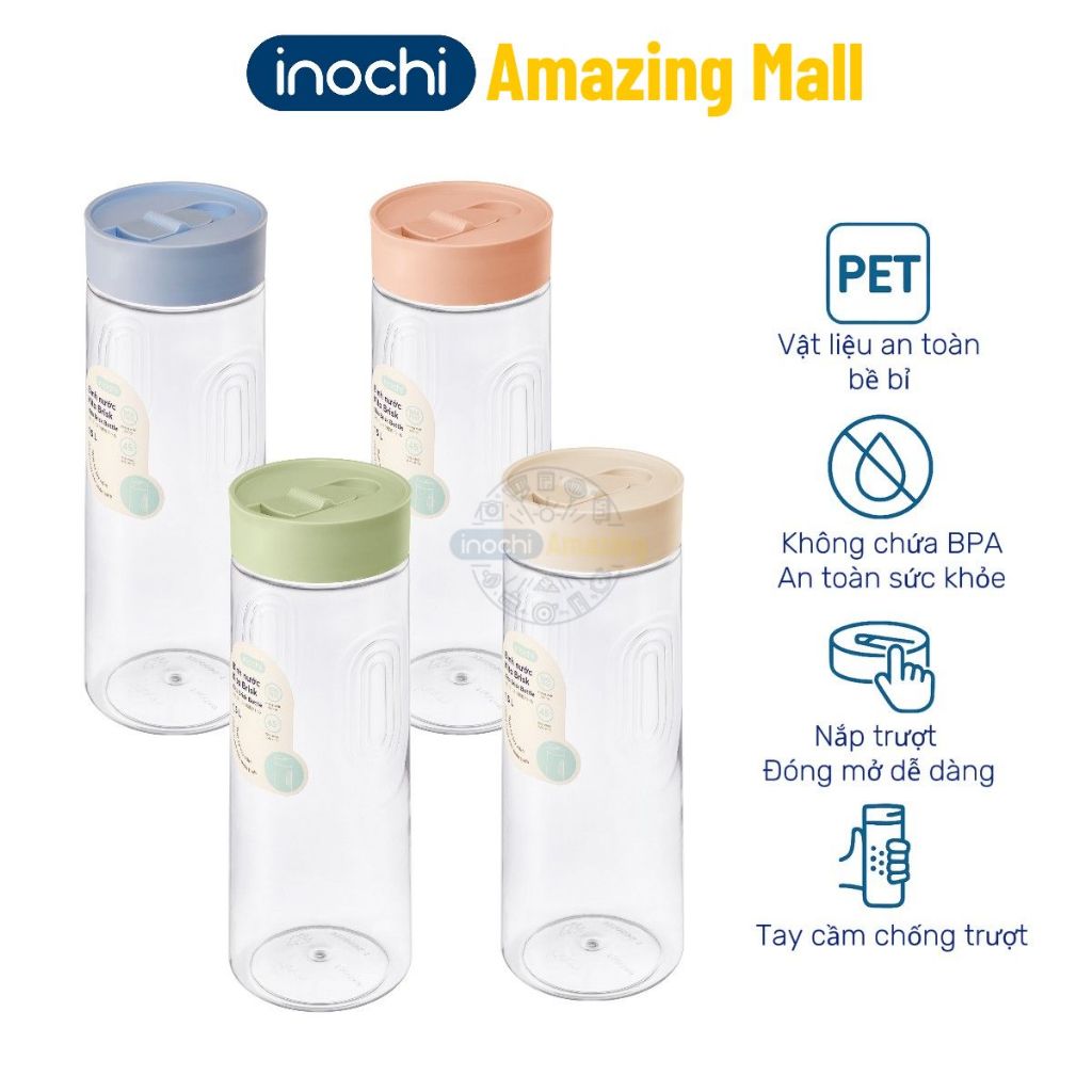 Bình đựng nước nắp trượt 1.5L Inochi Kita Brisk BPA FREE dùng đựng nước ép hoa quả Amazing Mall