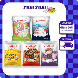  Kẹo Dẻo Marshmallow CorNiche 70g Kẹo Bông Giòn Marshmallow Fluffy Jelly  Teddy  Mini White - yumyum 