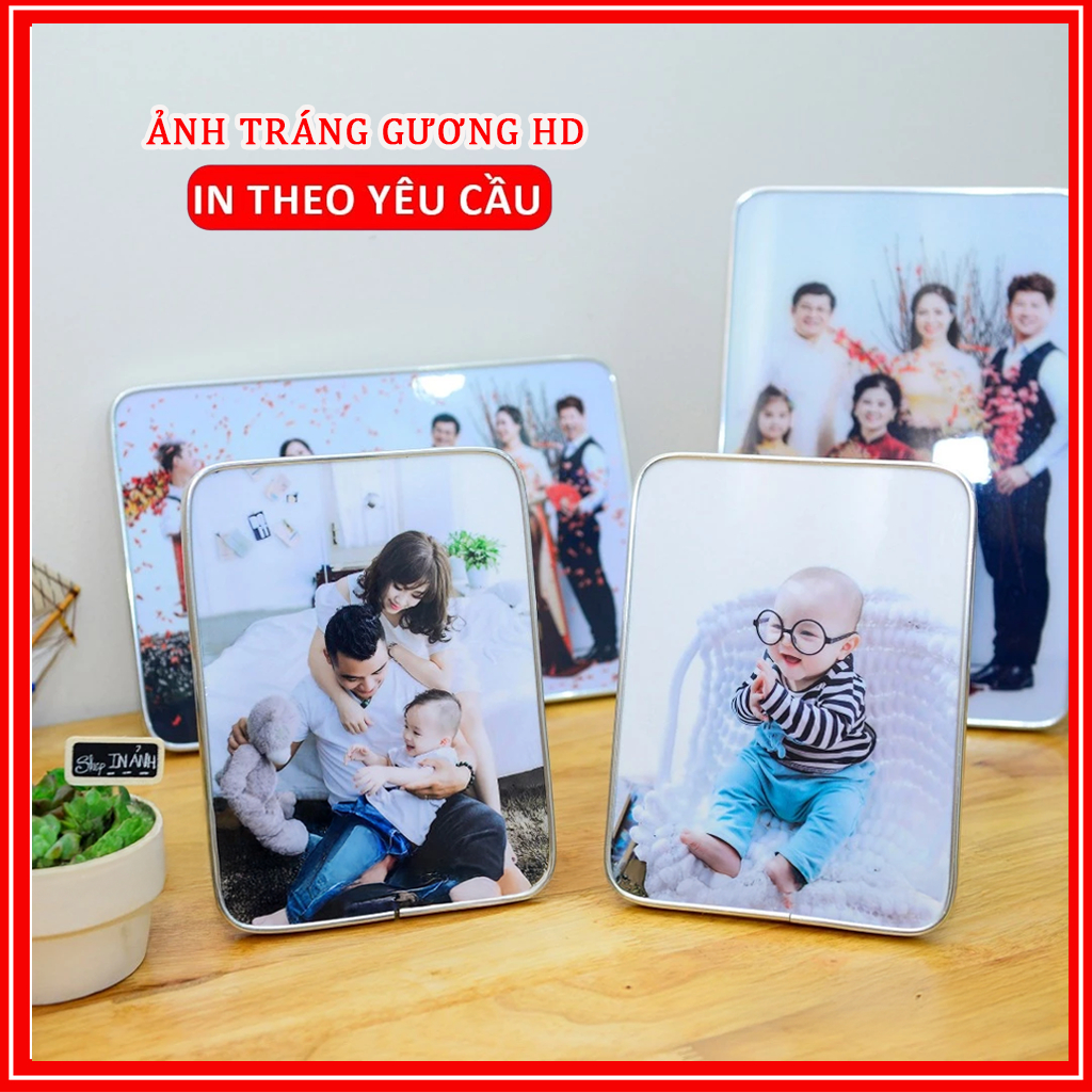 Khung ảnh tráng gương để bàn, Khung đã kèm theo ảnh, treo tường gỗ meka bo viền in theo yêu cầu đủ mọi kích cỡ