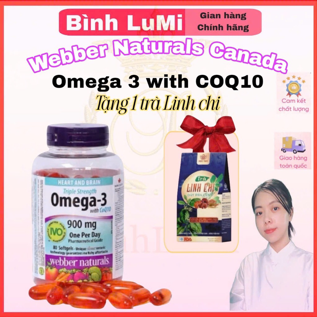 Omega 3 Coq10 webber naturals nhập khẩu canada hộp 80 - Omega canada 900mg Coq10 ( Omega 3 coq10 tặn