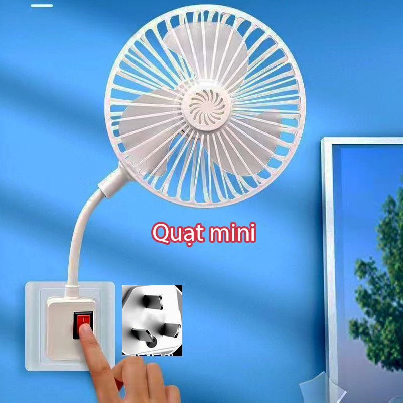 Quạt nhỏ đa năng gắn tường phòng ngủ gia đình mới quạt nhỏ tích hợp ba phích cắm quạt đèn chùm