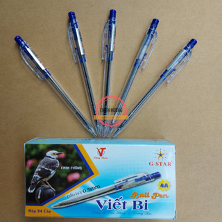 Bút Bi Bấm GStar 4A – Xanh Vỏ Trong