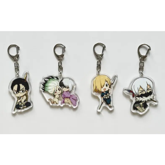 Dr. Stone Acrylic Keychain, Dr. Stone Side Keychain, Senku Ishigami, Taiju Oki, Yuzuriha Ogawa, Tsuk