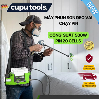 Tặng cần nối dài + Máy Phun Sơn Đeo vai 500W chạy pin dùng cho Sơn Gốc Nước, Gốc Dầu.
