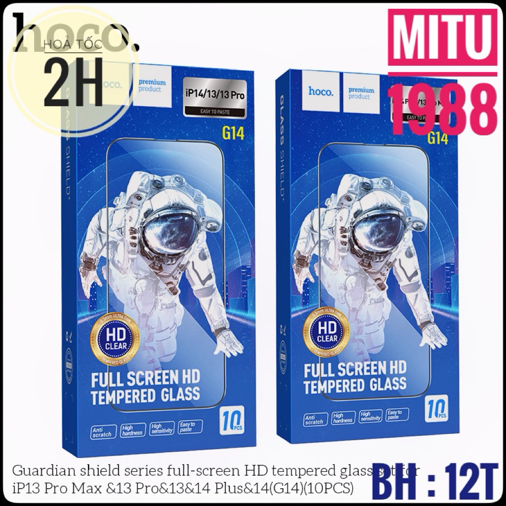 Miến dán cường lực/ Bộ kính cường lực Hoco G14 Guardian Shield cho IP14/13/13 PRO/ 13 Promax/14 Plus