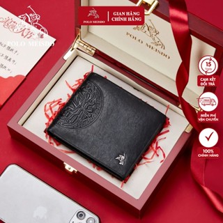 Ví Da Bò Nam Cao Cấp Hàng Hiệu POLO MEISDO (Da Thật 100%) Full Hộp Làm Quà Biếu Sinh Nhật PL38