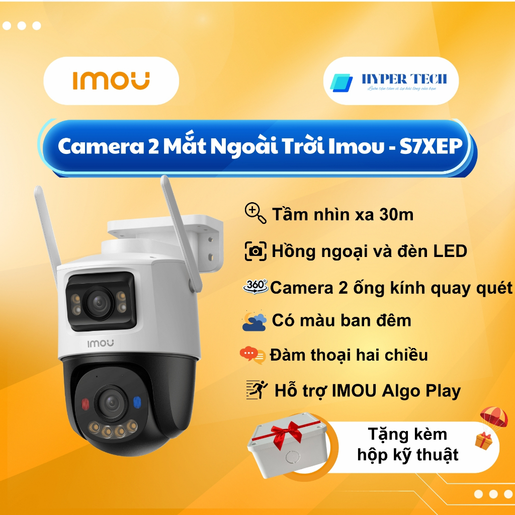 Camera Wifi ngoài trời 6MP/10MP iMOU IPC-S7XEP-6M0WED/10M0WED [2 ống kính, quay quét] có đèn báo độn