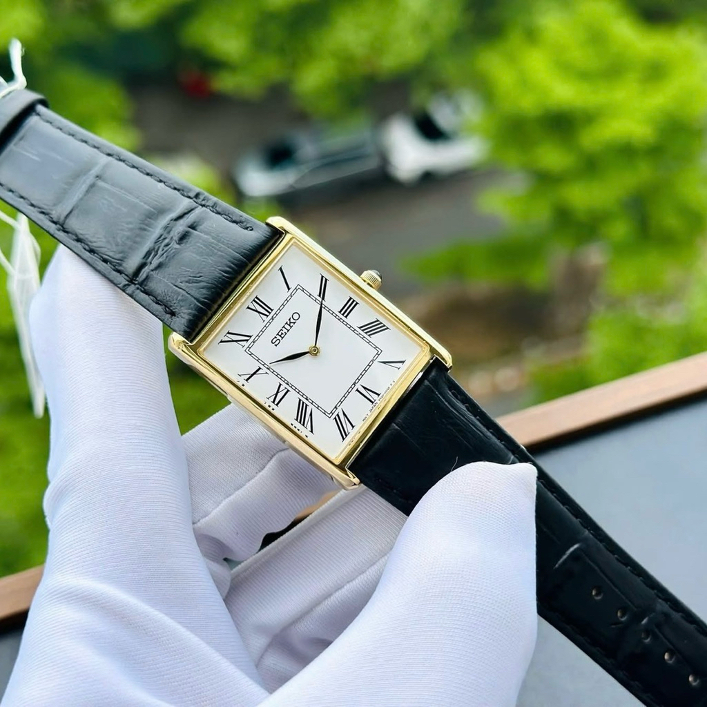 Đồng hồ nam dây da Seiko Quartz Tank SWR052