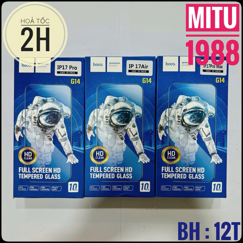 Miến dán cường lực/ Bộ kính cường lực Hoco G14 Guardian Shield cho IP 17/ 17 Air/ 17 Promax