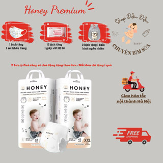   KÈM QUÀ  Bỉm dán quần HONEY PREMIUM tơ tằm siêu mềm,siêu thấm,siêu khô thoáng đủ size 