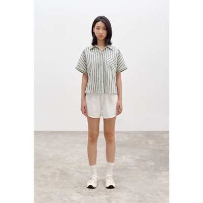 LIBÉ WORKSHOP - Quần jeans ngắn ống rộng lưng dưới rốn màu trắng - 1109165137292