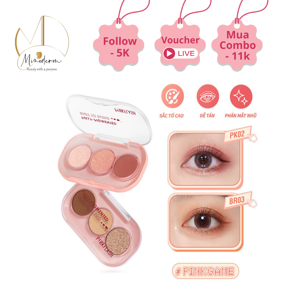 Bảng phấn mắt PINKFLASH tông màu hồng sắc tố cao lâu trôi 11 màu tùy chọn 60g E23