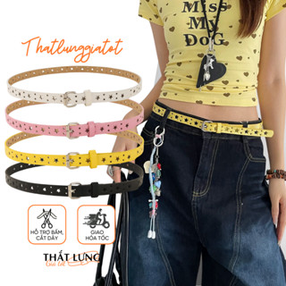  Thắt lưng nữ y2k bản nhỏ nhiều màu vàng hồng trắng đen bản 1.8cm TL448 - Thắt Lưng Giá Tốt 