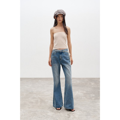 LIBÉ WORKSHOP - Quần jeans dài ống loe lưng dưới rốn màu xanh dương - 1110165037290