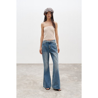  LIBÉ WORKSHOP - Quần jeans dài ống loe lưng dưới rốn màu xanh dương - 1110165037290 